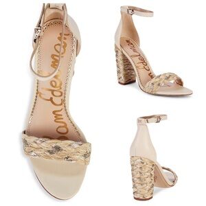 Sam Edelman Yoana woven raffia chunky block heel sz9.5